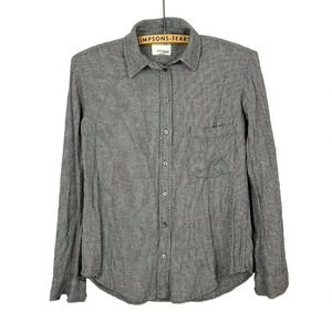 Aritzia Wilfred Free Womens XS Houndstooth Button Up Top Grey Preppy